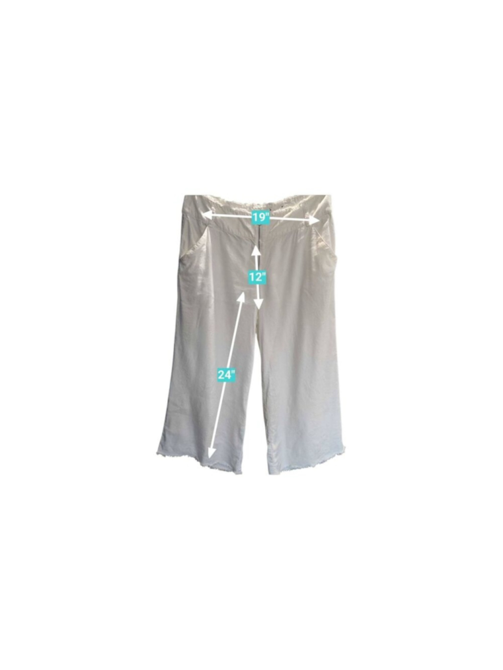 INC. LinenRayon Capri Zipper Front, Frayed Hem & waist - Picture 5 of 7